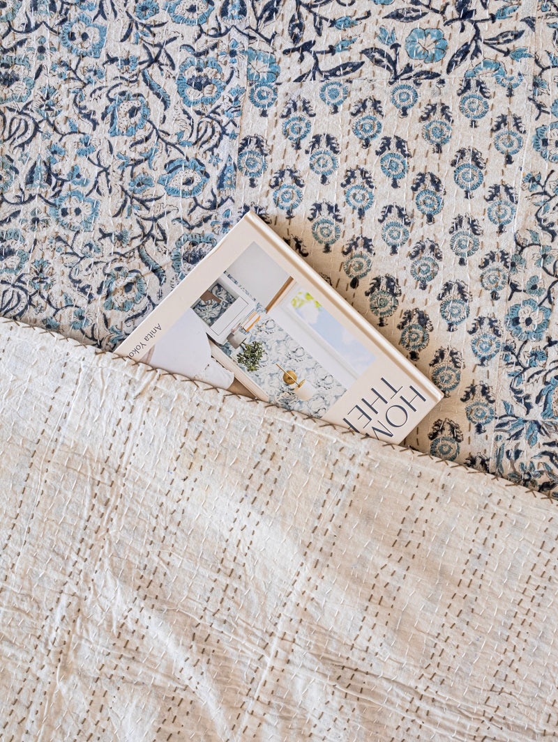 Mosaic Threads – Handmade Bedspread with Kantha Stitch | Poppy Dream